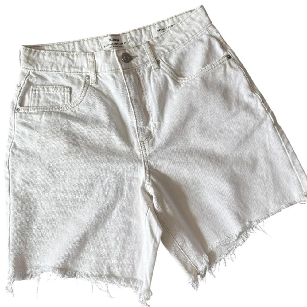 Cotton On White Relaxed Denim Cutoff Shorts Women’s Size 4